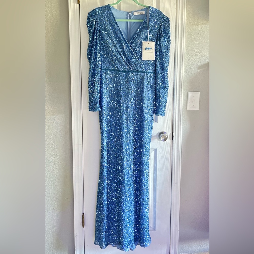 🦋MAC DUGGAL Blue Sequin Gown 5510 - Picture 4 of 7